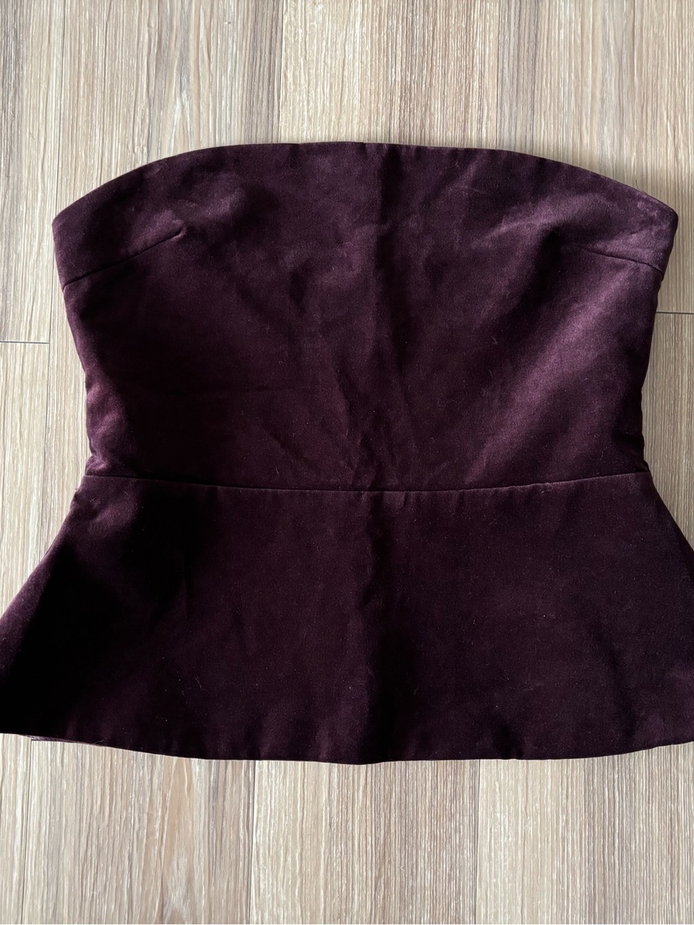 ZARA Strapless Burgundy Velvet Top Bustier Womens M Whimsigoth Formal - Picture 3 of 8